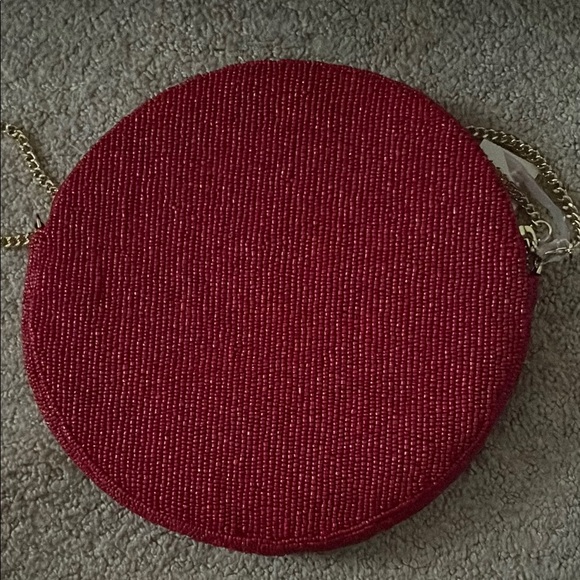 Anthropologie Red Beaded Floral Crossbody Bag - Picture 2 of 3